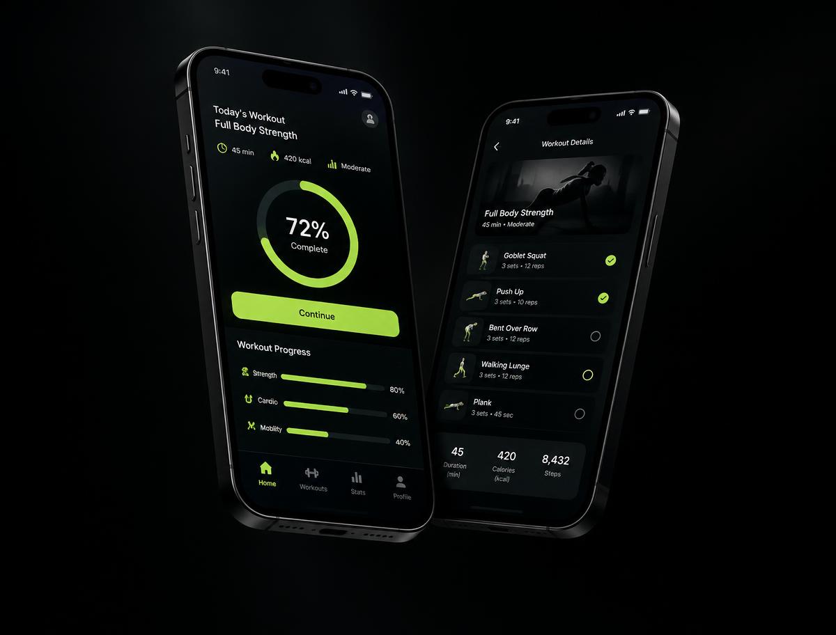 Fitness mobile app (concept) interface preview